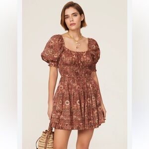 Ulla Johnson $475 Juniper Puff Sleeve Mini Dress Elastic Waist Size Small
